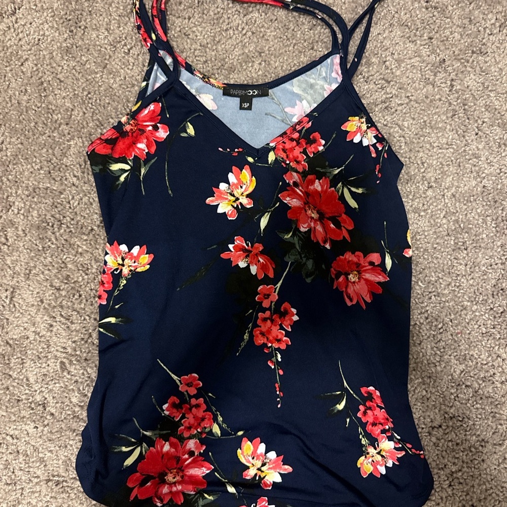 Stitch Fix | Papermoon Navy Floral Cami Tank Top | XS Petite